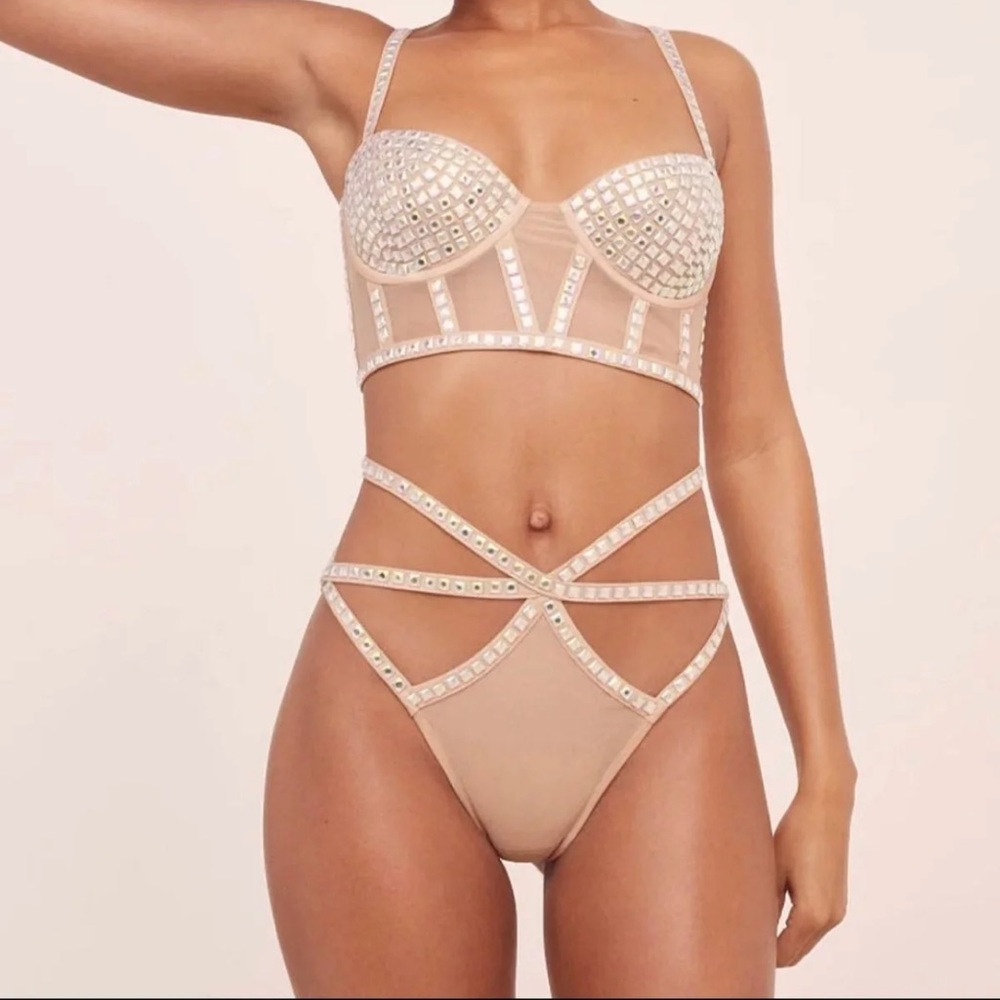 NWT VS FLL Beige Jackpot High Waist Thong Panty XS Extra Small